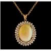 Image 2 : 26.39 ctw Opal and Diamond Pendant With Chain - 14KT Rose Gold