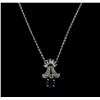 Image 1 : 1.00 ctw Sapphire and Diamond Pendant With Chain - Platinum and 14KT White Gold