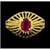 Image 2 : 0.90 ctw Ruby Ring - 14KT Yellow Gold