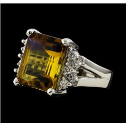 5.87 ctw Ametrine and Diamond Ring - 14KT White Gold