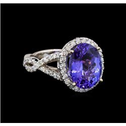 14KT White Gold 5.12 ctw Tanzanite and Diamond Ring