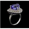 Image 4 : 10.76 ctw Tanzanite and Diamond Ring - 14KT White Gold