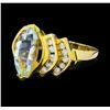 Image 1 : 2.00 ctw Aquamarine and Diamond Ring - 14KT Yellow Gold