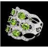 Image 1 : 3.23 ctw Demantoid Garnet And Diamond Ring - 14KT White Gold
