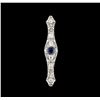 Image 1 : 1.58 ctw Sapphire and Diamond Pin - 18KT White Gold