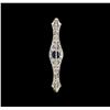 Image 2 : 1.58 ctw Sapphire and Diamond Pin - 18KT White Gold