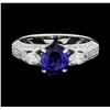 Image 2 : 1.84 ctw Blue Sapphire And Diamond Ring - 18KT White Gold