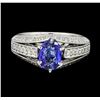 Image 2 : 1.40 ctw Blue Sapphire And Diamond Ring - 18KT White Gold
