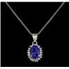 Image 2 : 3.15 ctw Tanzanite and Diamond Pendant With Chain - 14KT White Gold
