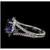 Image 3 : 3.88 ctw Tanzanite and Diamond Ring - 14KT White Gold