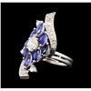 Image 4 : 6.00 ctw Sapphire and Diamond Jewelry Suite - 14KT White Gold