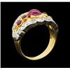 Image 4 : 1.71 ctw Ruby and Diamond Ring - 18KT Yellow Gold and Platinum