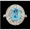 Image 2 : 4.11 ctw Blue Zircon and Diamond Ring - 14KT White Gold