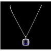 Image 2 : GIA Cert 40.78 ctw Tanzanite and Diamond Pendant With Chain - 14KT White Gold