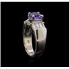 Image 4 : Platinum 1.63 ctw Tanzanite and Diamond Ring