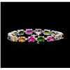 Image 2 : 18.25 ctw Tourmaline and Diamond Bracelet - 14KT White Gold
