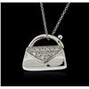 Image 1 : 14KT White Gold 0.13 ctw Diamond Purse Pendant With Chain