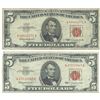 Image 1 : 1963 $5 Fine Red Seal Bill Lot of 2