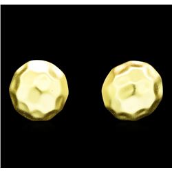 Hammered Button Stud Earrings - Gold Plated