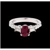 Image 2 : 1.60 ctw Ruby and Diamond Ring - 18KT White Gold