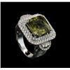 Image 4 : 9.71 ctw Yellow Sapphire and Diamond Ring - 14KT White Gold