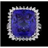 Image 2 : 18.13 ctw Tanzanite and Diamond Ring - 14KT White Gold
