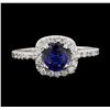 Image 2 : 0.66 ctw Sapphire and Diamond Ring - 14KT White Gold