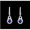 Image 1 : 1.07 ctw Sapphire and Diamond Earrings - 14KT White Gold