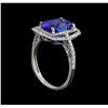 Image 4 : 3.70 ctw Tanzanite and Diamond Ring - 18KT White Gold