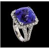Image 4 : GIA Cert 14.91 ctw Tanzanite and Diamond Ring - 14KT White Gold