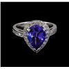 Image 2 : 3.56 ctw Tanzanite and Diamond Ring - 14KT White Gold