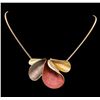 Image 2 : Petal Design Pendant Chain Necklace - Rose Gold Plated
