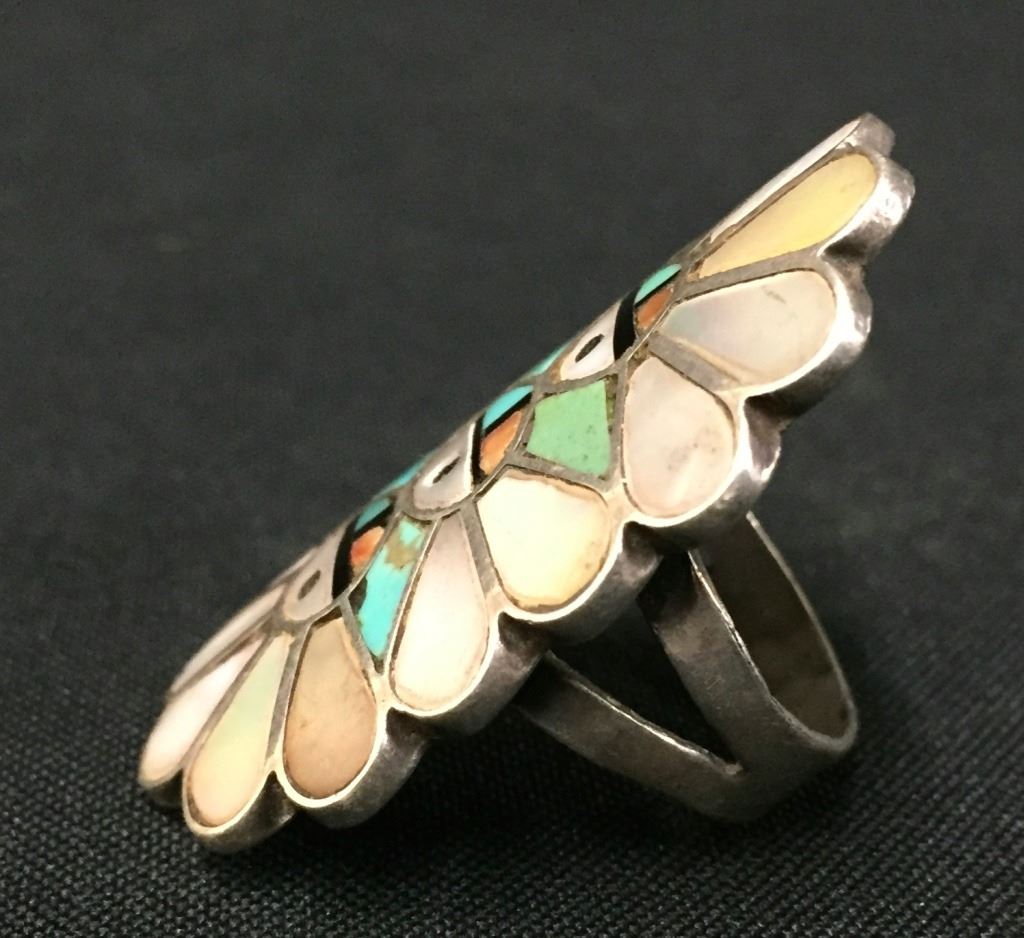 Vintage Zuni Inlay Ring Sunface