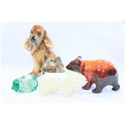 POTTERY DOG + BEAR ELEPHANT + ONYX BEAR