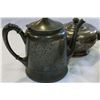 Image 3 : TWO HIGHLY DECORATED SILVER PLATE TEAPOTS AND LIDDED CASSEROLE WITH PYREX LINER