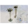 Image 3 : FROSTED GLASS DECANTR AND PAIR OF SILVER PLATE VASES