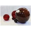 Image 1 : THREE HAND BLOWN RED GLASS FLOATS