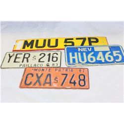 FOUR OUT OF COUNTRY LICENCE PLATES