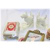 Image 2 : DOG BOOKENDS AND COLLECTIBLE METAL WARE AND SHELL BOX