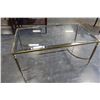 Image 1 : BRASS WITH MIRRORED TRIM GLASS DECORATIVE COFFEE TABLE