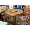 Image 1 : ROUND OAK DINING TABLE W/ 2 CHARIS + LAZY SUSAN