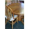 Image 2 : ROUND OAK TABLE WITH LEAF AND FOUR PRESSBACK CHAIRS