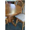 Image 3 : ROUND OAK TABLE WITH LEAF AND FOUR PRESSBACK CHAIRS