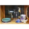 Image 1 : LOT OF GLASS CANDLESTICKS CHINA AND SILVER VASE