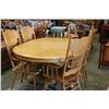 Image 1 : CARVED OAK PEDESTLE PAWFOOT TABLE W/ 4 CARVED ARMCHAIRS