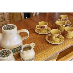 ROYAL WORCHESTER "PALISSY" ENGLISH POTTERY COFFEE SET + STAFFORDSHIRE IRONSTONE TEASET