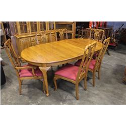 JAMESTOWN STERLING SOLID OAK DINING TABLE W/ LEAFS + 6 CHAIRS INCLUDING 2 ARMCHAIRS