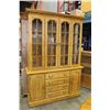 Image 1 : JAMESTOWN STERLING SOLID OAK 2-PIECE GLASSDOOR HUTCH W/ LINED CUTLERY DRAWER, ILLUMINATED