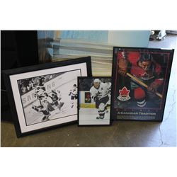 THREE FRAMED HOCKEY PRINTS SIGNED BOBBY ORR