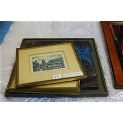 FOUR SMALL PRINTS AND NATIVE MASK PRINT